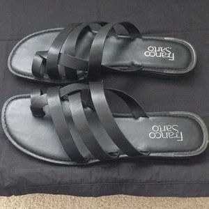 Franco Sarto 9M Black Leather Goddess Sandal